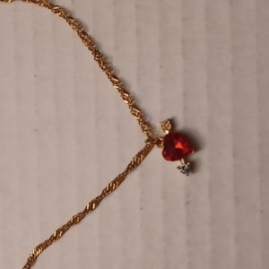 4/$40 Red Heart Shaped Gem With Arrow On A Chain